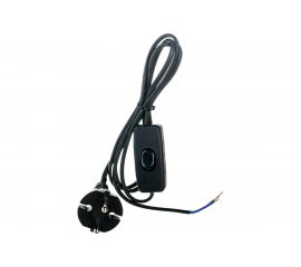 Шнур АБК-СИЛА с выключателем и плоской вилкой ШВВП 2х0,75кв.мм 1,5м чёрный 50067003 