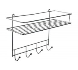 Полка в ванную EUROHOUSE 4 крючка, 33х12,5х21см., хром 14316 
