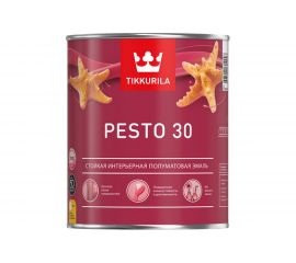 Стойкая эмаль TIKKURILA PESTO 30 алкидная, универсальная, полуматовая, база A 0,9л 700001170 
