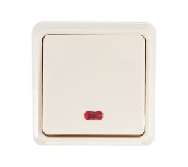 Одноклавишный выключатель IEK ОКТАВА с индикацией, 10А, наружный, кремовый EVO11-K33-10-DC 