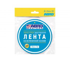 Монтажная термостойкая двухсторонняя лента ABRO MASTERS 20 м х 5 м, черная BE-20mm-5M-RW 