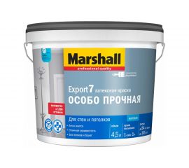 Краска для внутренних работ MARSHALL EXPORT 7 матовая, моющаяся, Баз BW 4,5л 5248846 