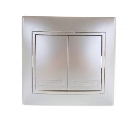 Выключатель Lezard Мира х2 жемчужно-белый перламутр со вст. 701-3030-101 