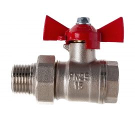 Шаровой кран для воды VALFEX OPTIMA американка 1/2"" ВР/НР бабочка, никелированная латунь VF.227.NLB1.012.Bir 