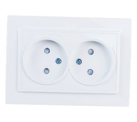 2-местная розетка EKF Минск СП 10А без заземления, с защитными шторками, белая ERR10-102-100 
