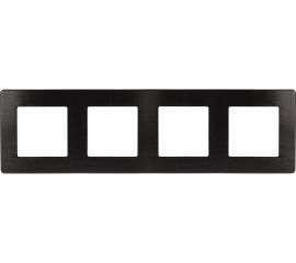 Рамка для розеток и выключателей ЭРА Серия 12 12510406 на 4 поста, Сатин, черный Б0052534 