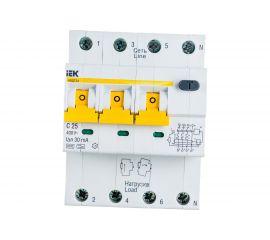 Автоматический выключатель дифференциального тока IEK 3п+N 2модуля C 25A 30mA тип A 6kA АВДТ-34 ИЭК MAD22-6-025-C-30 