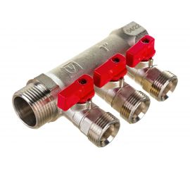Коллектор с отсекающими кранами Valtec 1х3 выхода Евроконус 3/4" VTc.580.NE.0603 