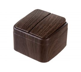 2-клавишный выключатель EKF Минск ОП 10А тёмное дерево EGV10-023-40 