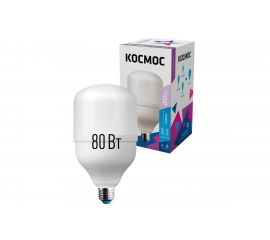 Светодиодная лампа Космос HWLED 80W 220V E27 6500K переходник в комплекте на Е40 LksmHWLED80WE2765 