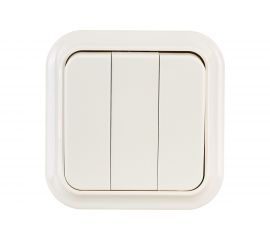 Выключатель Bylectrica 3-клавишная, открытая установка, 6А, серия ПРАЛЕСКА, А056-137 бежевый 