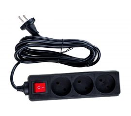 Сетевой удлинитель ФОТОН 10-33S, 3м, 3 розетки, 10А, с выключателем, Черный 24749 