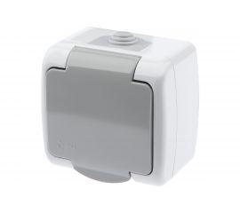 Розетка Intro Atlantic 5-201-03 с заземлением Schuko 16А-250В IP54 открытой установки серый Б0050945 