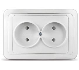 Двухместная розетка UNIVersal Валери без заземления, скрытая установка, защитные шторки, 16А, 220В, белая еврослот В0102x 