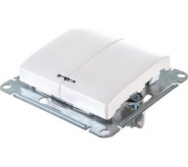 2-клавишный механизм выключателя Schneider Electric скрытой проводки Glossa 10А 5а с подсветкой перламутр GSL000653 