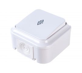 Выключатель Bylectrica 1-клавишный открытая установка, 6А перекрестный IP54, серия ПРАЛЕСКА АКВА, белый, А6/2 10-872 