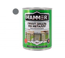 Грунт-эмаль по металлу HAMMER 3в1 б/с серая 0,9 кг ЭК000116552 