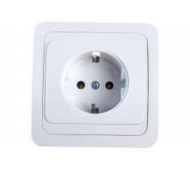 Розетка ECON Мимоза с заземлением 16А, 250В, белая 2107 