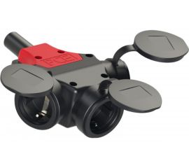Кабельный тройник PCE 16A 250V 2P+E IP44 с резиновым корпусом 25311-s 