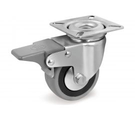 Колесо с вращающейся опорой, пластиной крепления и передним тормозом (60 мм; 50 кг) Tellure rota 378102 