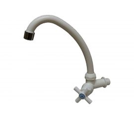 Смеситель Terma моно пластиковый, настенный, белый, крест 66402 