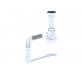 Сифон для умывальника/мойки АНИ Пласт бутылочный, 1 1/2 дюйма x 40 мм, гофрированный, 40х40/50 мм, нержавеющая сетка A0115 025-0129 