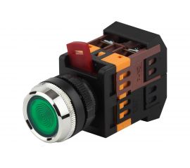 Кнопка ЭРА ABLFS-22 зеленый, d22мм, неон, 240В, 1з+1р, 10/400/6000 Б0045656 