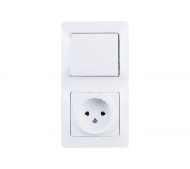 Комбинированный блок розетка + 1-клавишный выключатель Schneider Electric GLOSSA белый GSL000160 