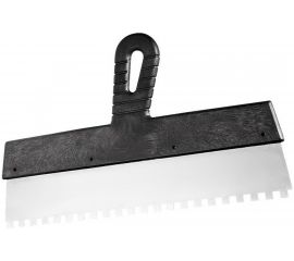 Шпатель из нержавеющей стали, 300 мм, зуб 6x6 мм, пластмассовая ручка СИБРТЕХ 85467 