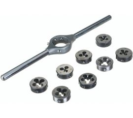 Резьбонарезной набор Bucovice Tools MINI-1, 9 предметов, плашки M3-M12, на блистере 330129 