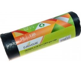 Мешки для мусора для сада (10 шт; 120 л; 40 мкм; 70х110 см; ПВД) EUROHOUSE 5123 