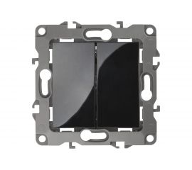 Двойной выключатель ЭРА 12-1104-06 10АХ-250В, IP20, 12, чёрный Б0014650 