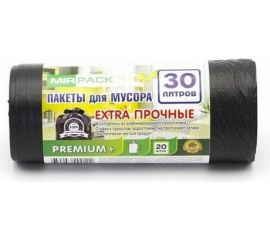 Мешки для мусора PREMIUM+ (20 шт; 30 л) черные МИРПАК 4650056203014 