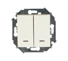 Двухклавишный выключатель Simon с подсветкой, 16А, 250В, винтовой зажим, сл.кость 20 1591392-031 