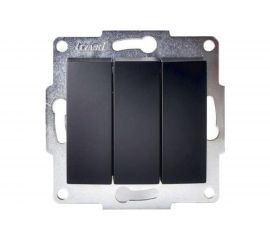 Выключатель Lezard, KARINA, тройной, чёрный бархат, 707-4288-109 