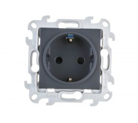 Розетка Simon 2К+З Schuko со шторками, графит 2450432-038 