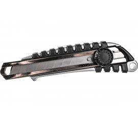 Канцелярский нож BRAUBERG Metallic 18 мм роликовый фиксатор резиновые вставки металл 237159 