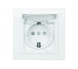 1-местная розетка EKF Минск, СП, с заземлением, с крышкой, 16А, белая, с защитной шторкой, IP44, SQ ERR16-029-100-44 