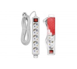 Удлинитель с заземлением duwi с выкл. Supraline 5 розеток, 5 метров, 3х1,5мм2, 3680 Вт, 16А, 32063 0 