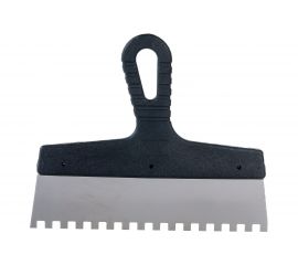 Шпатель из нержавеющей стали, 250 мм, зуб 8x8 мм, пластмассовая ручка СИБРТЕХ 85474 