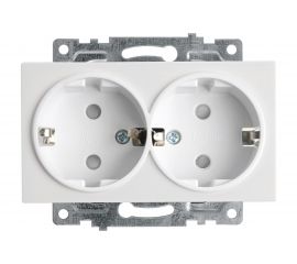 2-местная розетка STEKKER с защитной шторкой механизм с заземлением, 16А, Катрин, GLS16-7114-01, белый 39574 
