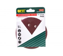 Круги шлифовальные алюминий-оксидные с отверстиями (5 шт; 125 мм; Р400) FIT 39676 
