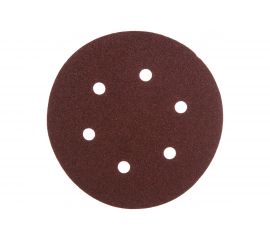 Круг абразивный на ворсовой подложке под липучку, перфорированный (5 шт; 150 мм; 6 отв.; P80) MATRIX 73838 