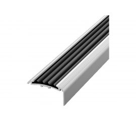 Порог угловой алюминиевый (40х20 мм; 1.8 м; без покрытия; черная резинка) Лука УТ000023682 