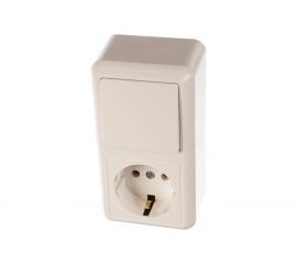 Комбинированный блок Кунцево-Электро ОПТИМА выключатель+розетка с з/к БКВР-405 8064 