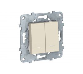 Выключатель Schneider Electric 2-кл. 2-мод. UNICA NEW с подсветкой 2хсх.1а бежевый NU521144N 1239940 
