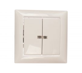 Выключатель Кунцево-Электро СЕЛЕНА скрытой установки, двухклавишный с подсветкой 10А С510-397 8104 