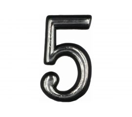 Цифра 5 Левша (50 мм; пластмасса клеящаяся; хром) У4-9105.Х 