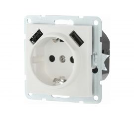 Розетка LK Studio с з/к + 2хUSB разъем, 2А белый 868004-1 