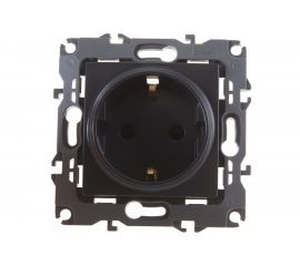 Розетка ЭРА 12-2102-05 2P+E Schuko со шторками, 16A-250В, IP20, антрацит Б0014691 